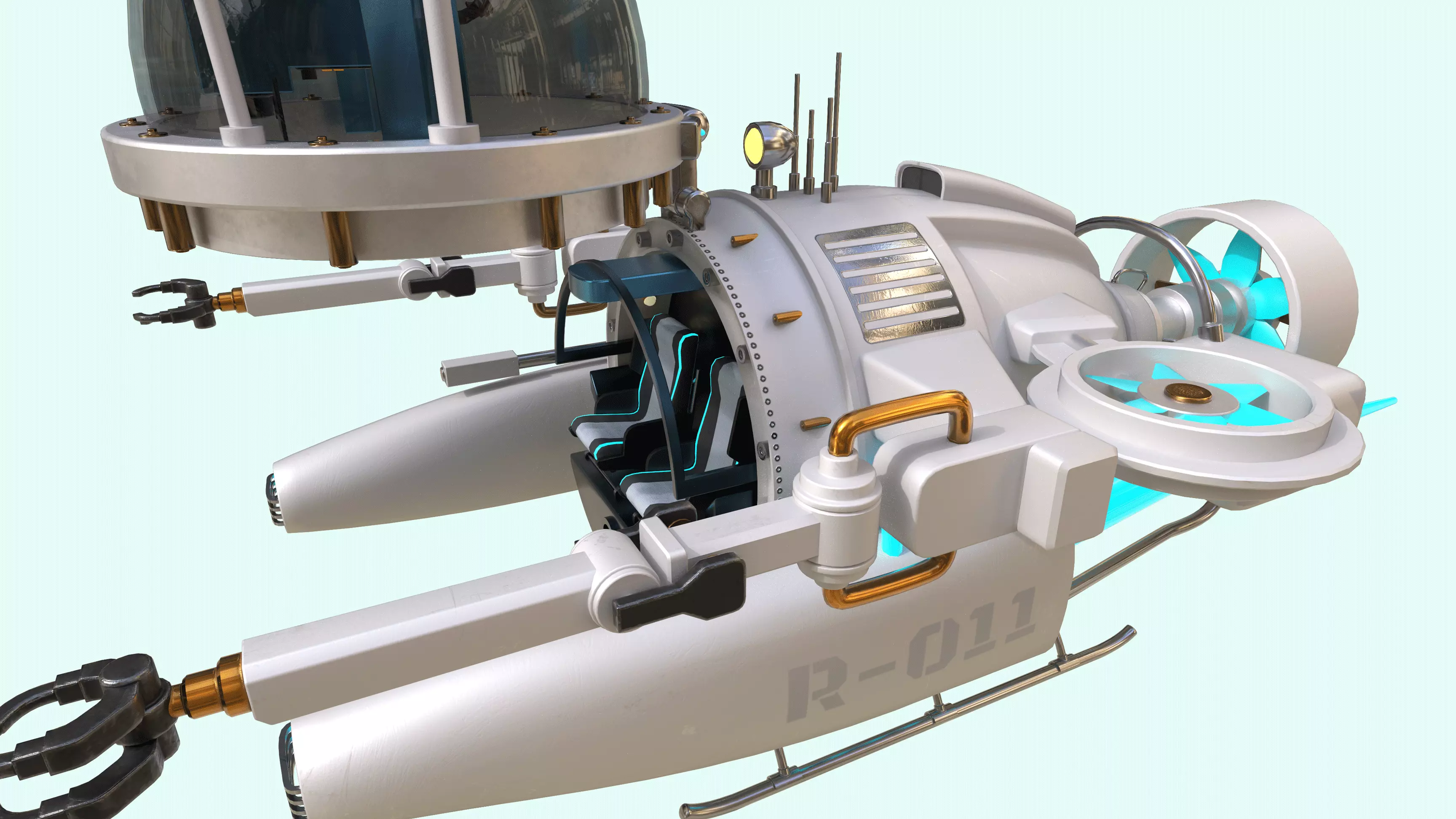 Submarine Low-poly 3D model_5