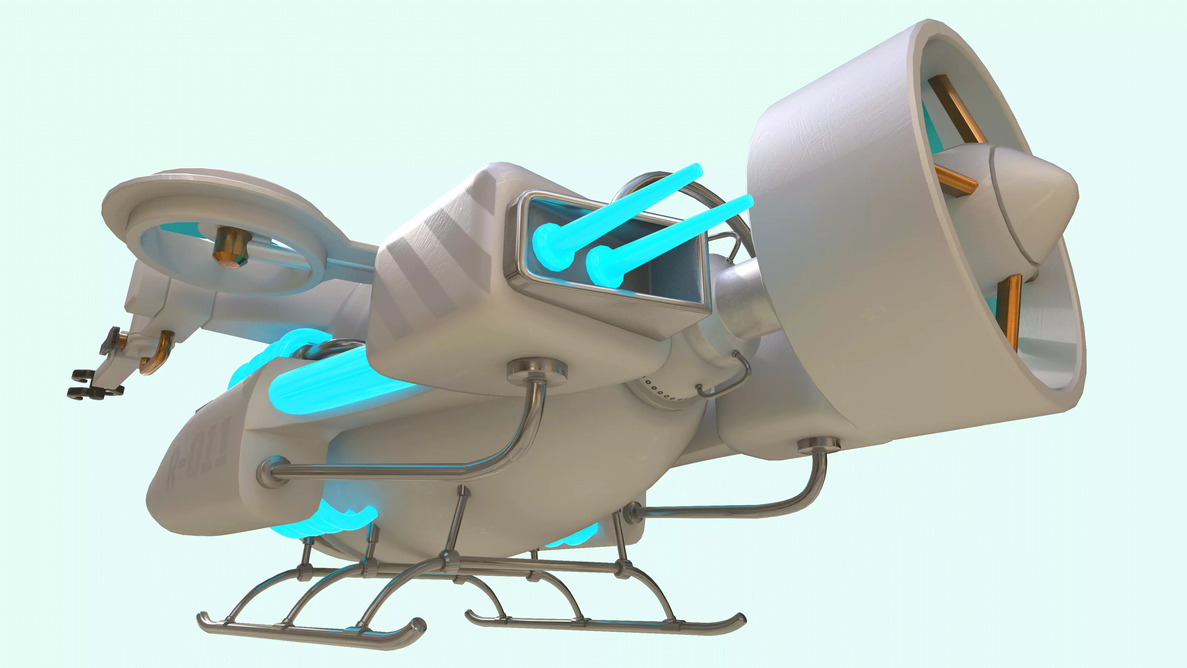 Submarine Low-poly 3D model_3