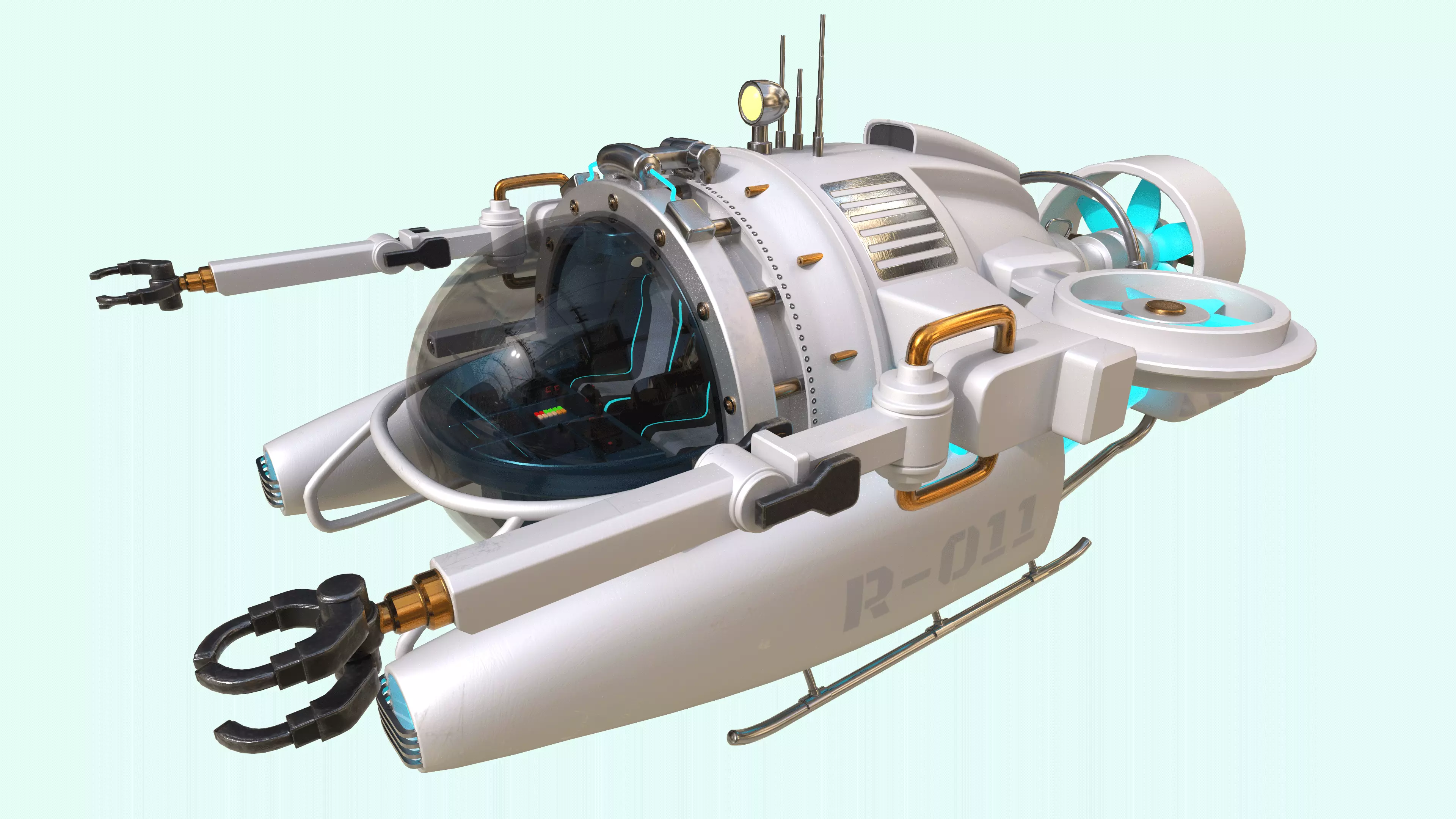 Submarine Low-poly 3D model_2