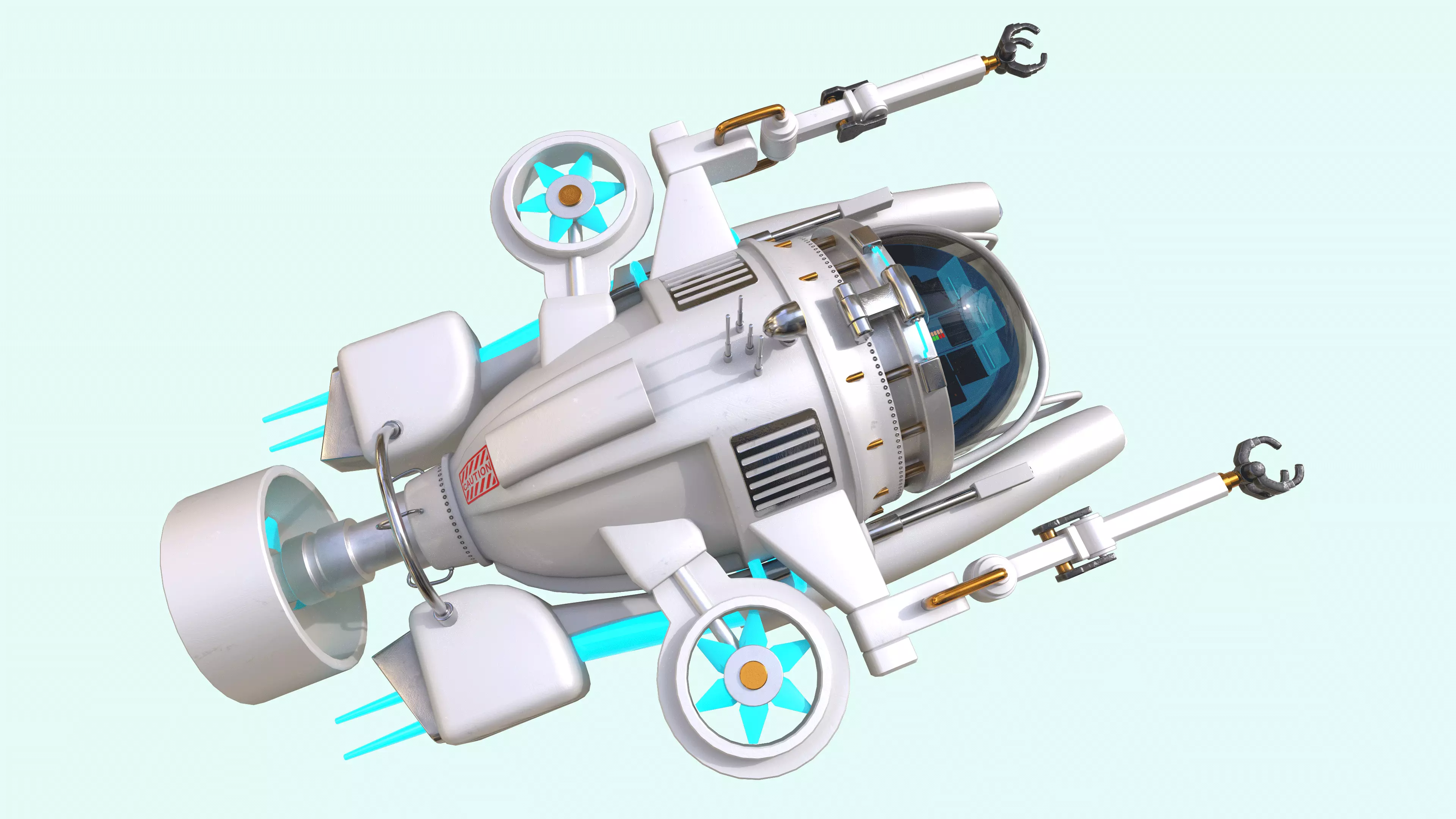 Submarine Low-poly 3D model_15