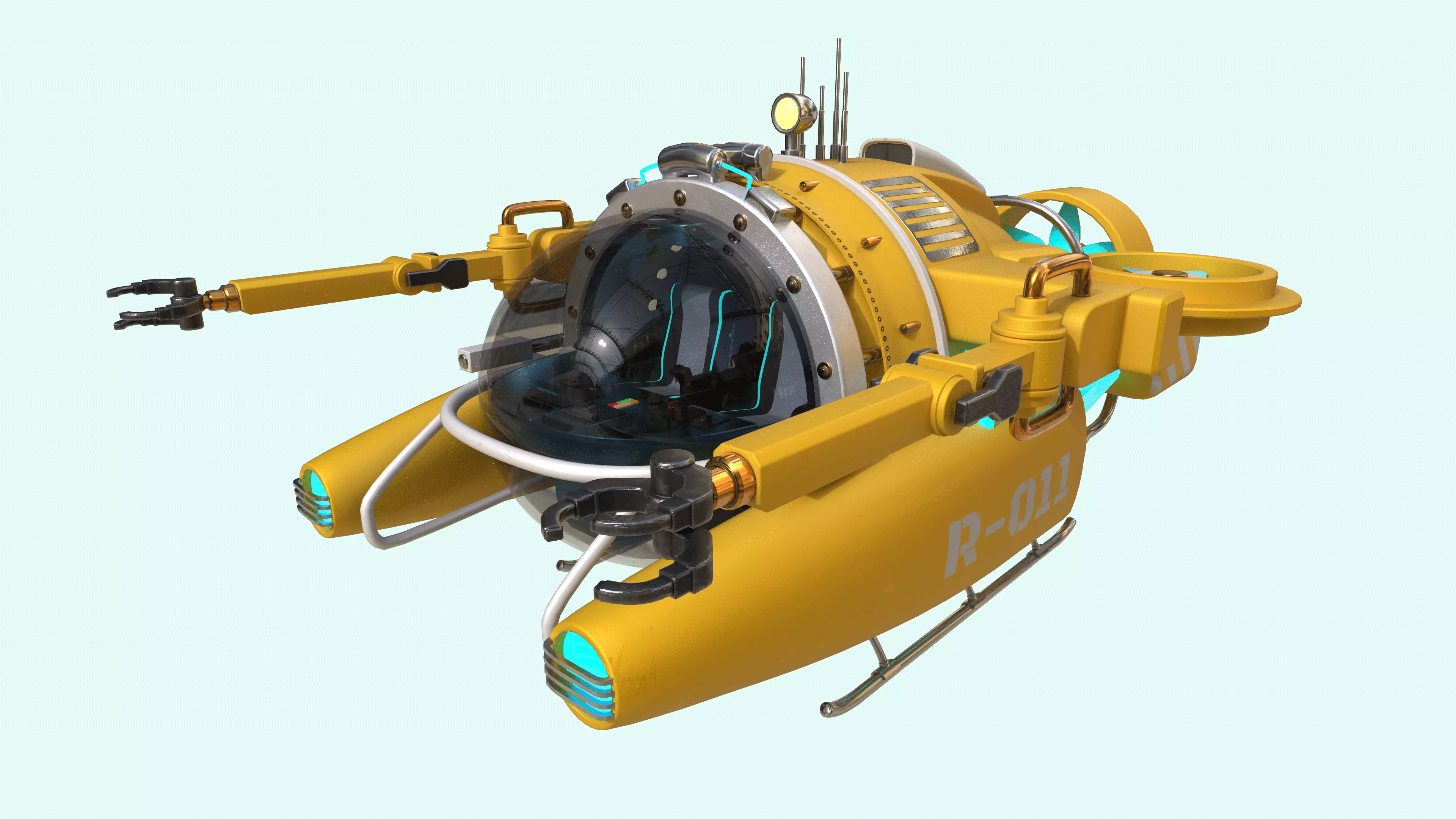 Submarine Low-poly 3D model_11