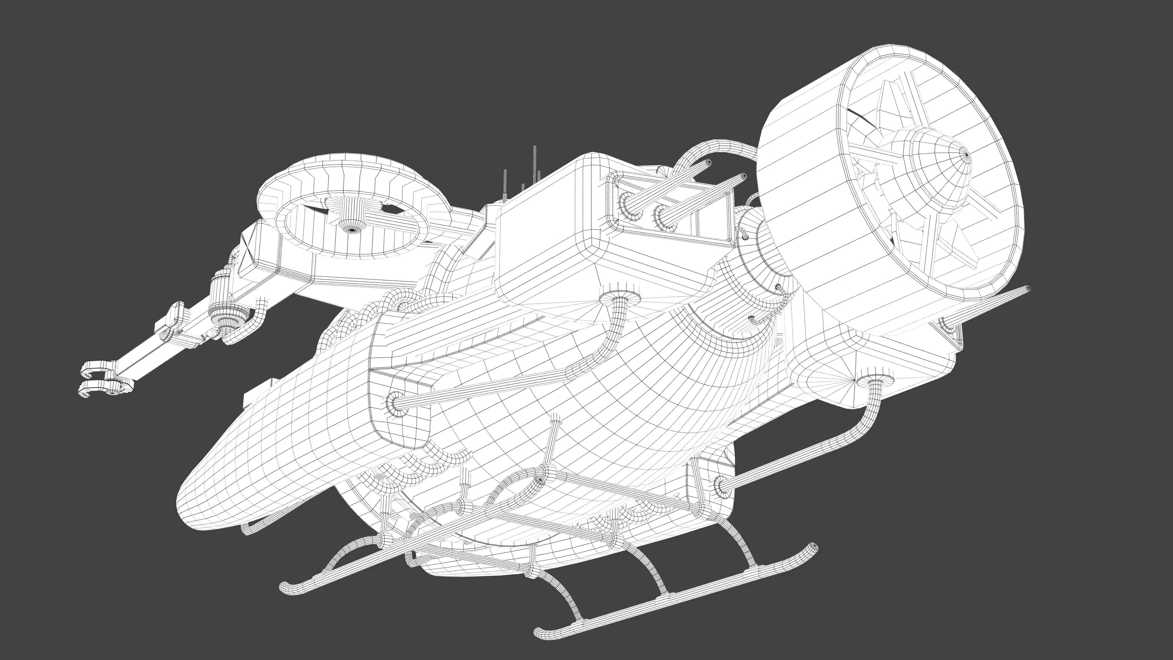 Submarine Low-poly 3D model_14