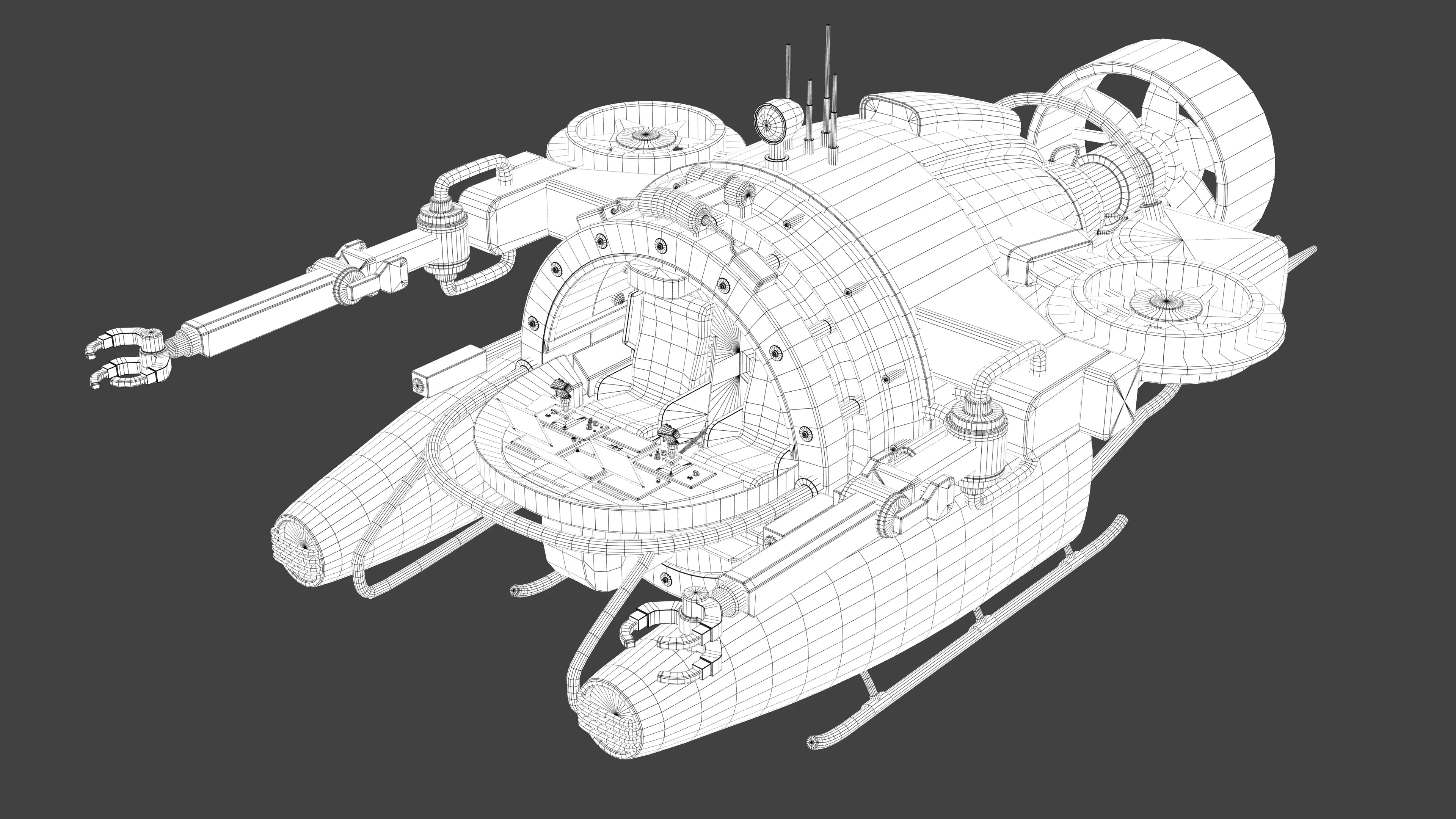 Submarine Low-poly 3D model_12