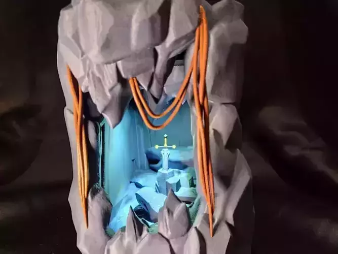 Mystical Sword in Stone Cave Diorama