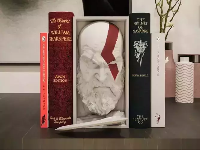 Kratos Bust with Blade Bookend
