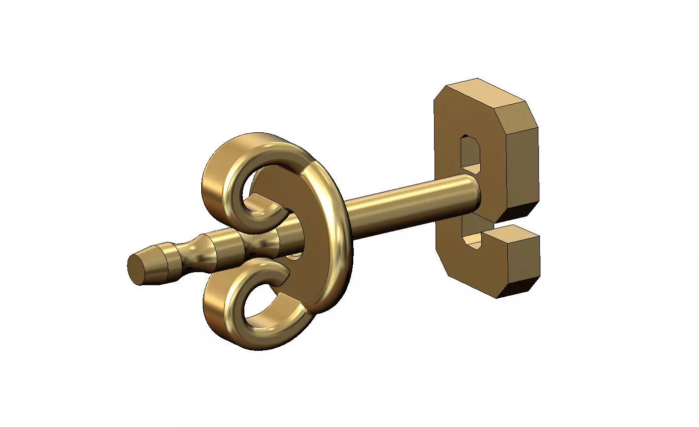 9 nine number varsity font stud earring 3D print model_3