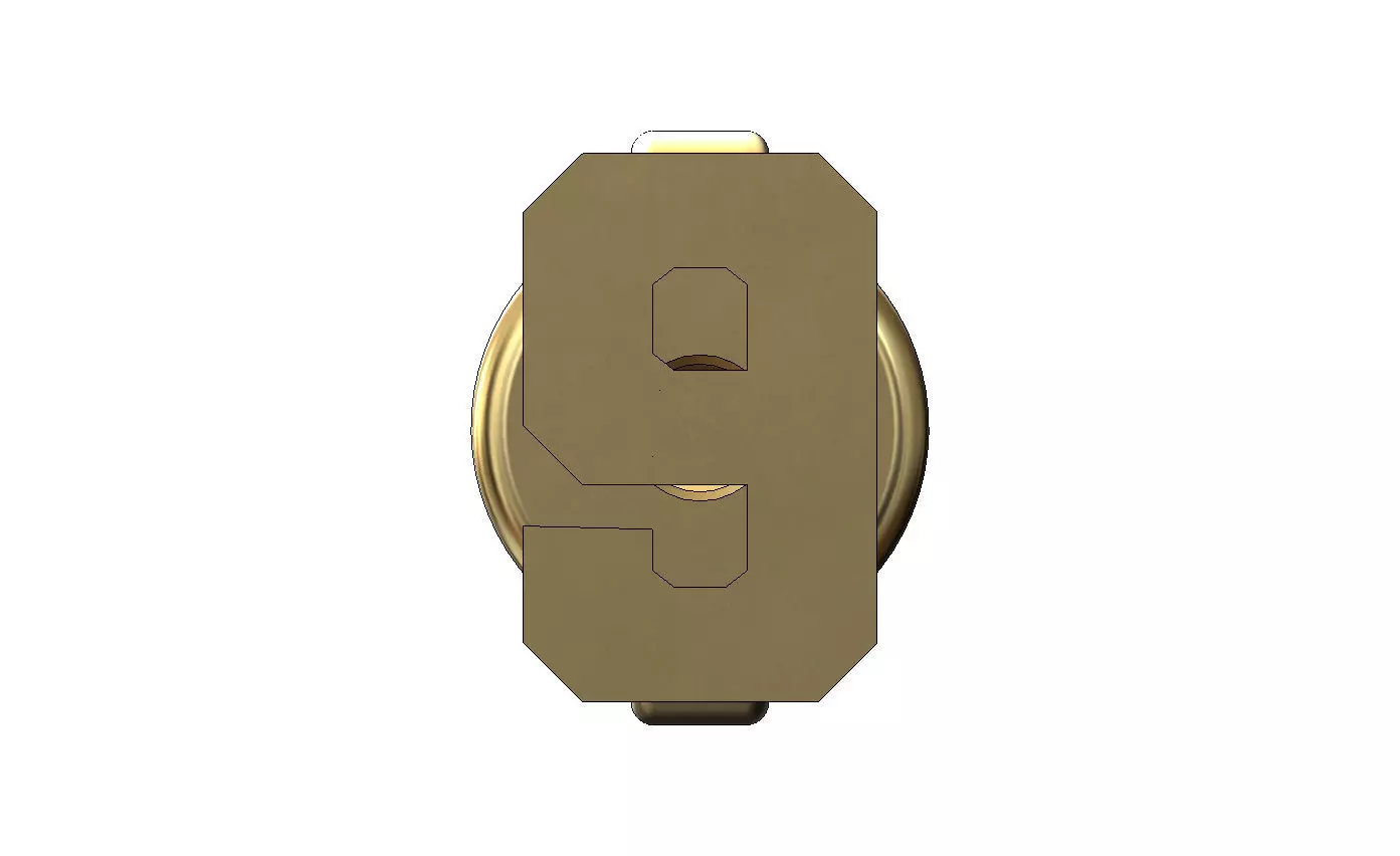 9 nine number varsity font stud earring 3D print model_1