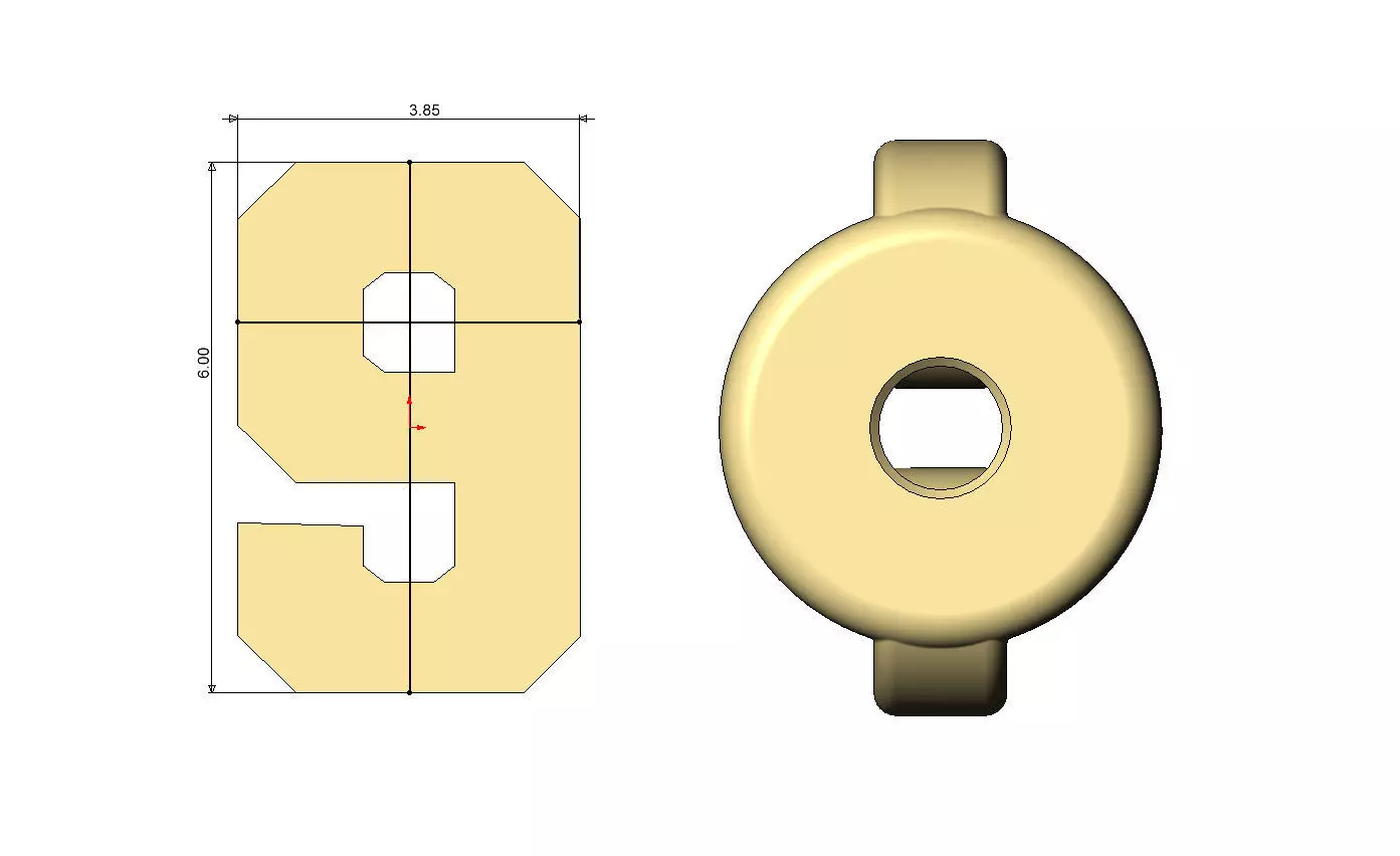 9 nine number varsity font stud earring 3D print model_5