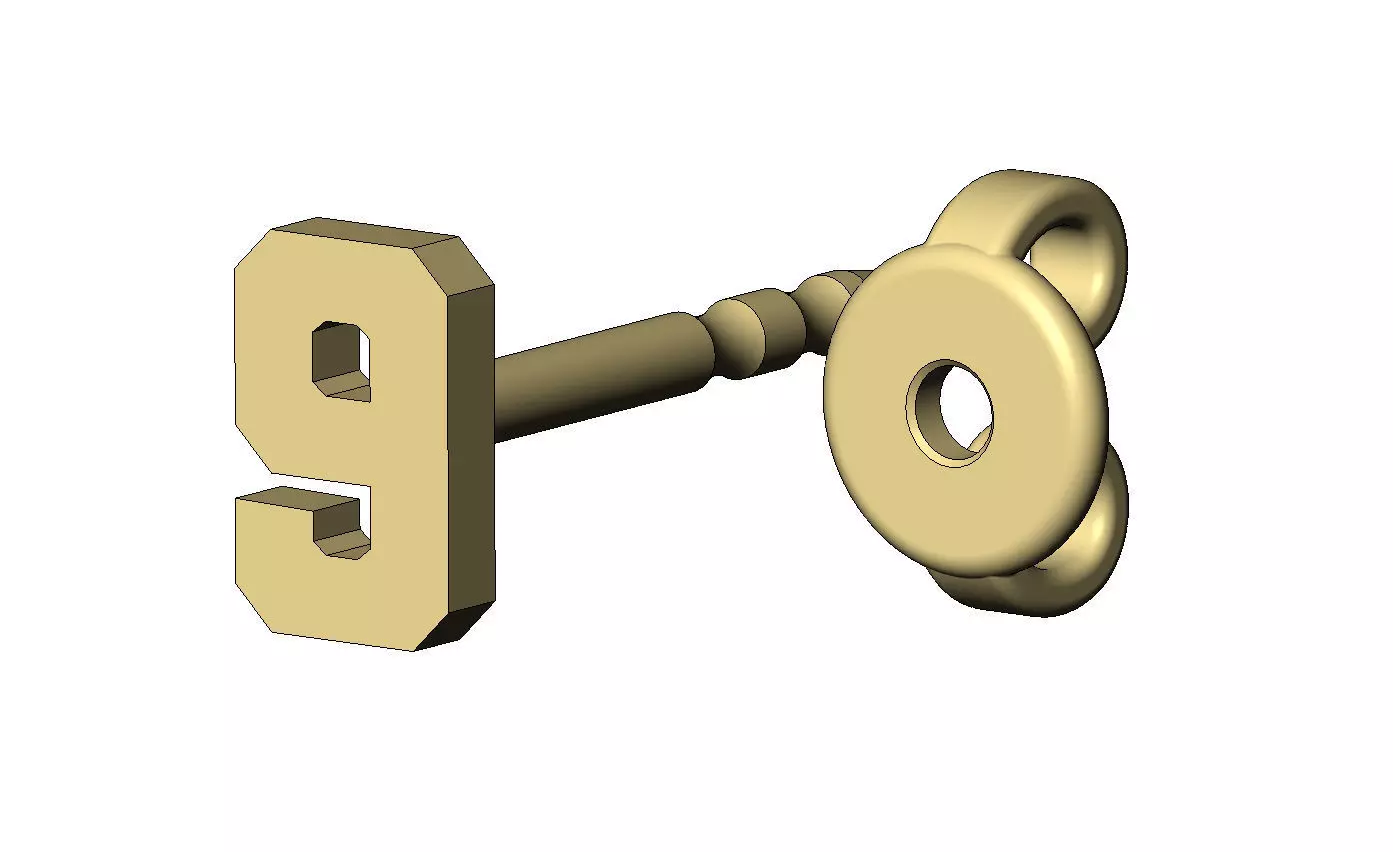 9 nine number varsity font stud earring 3D print model_4