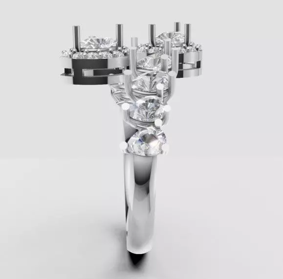 Luxury Diamond Cluster Ring 3D print model_3