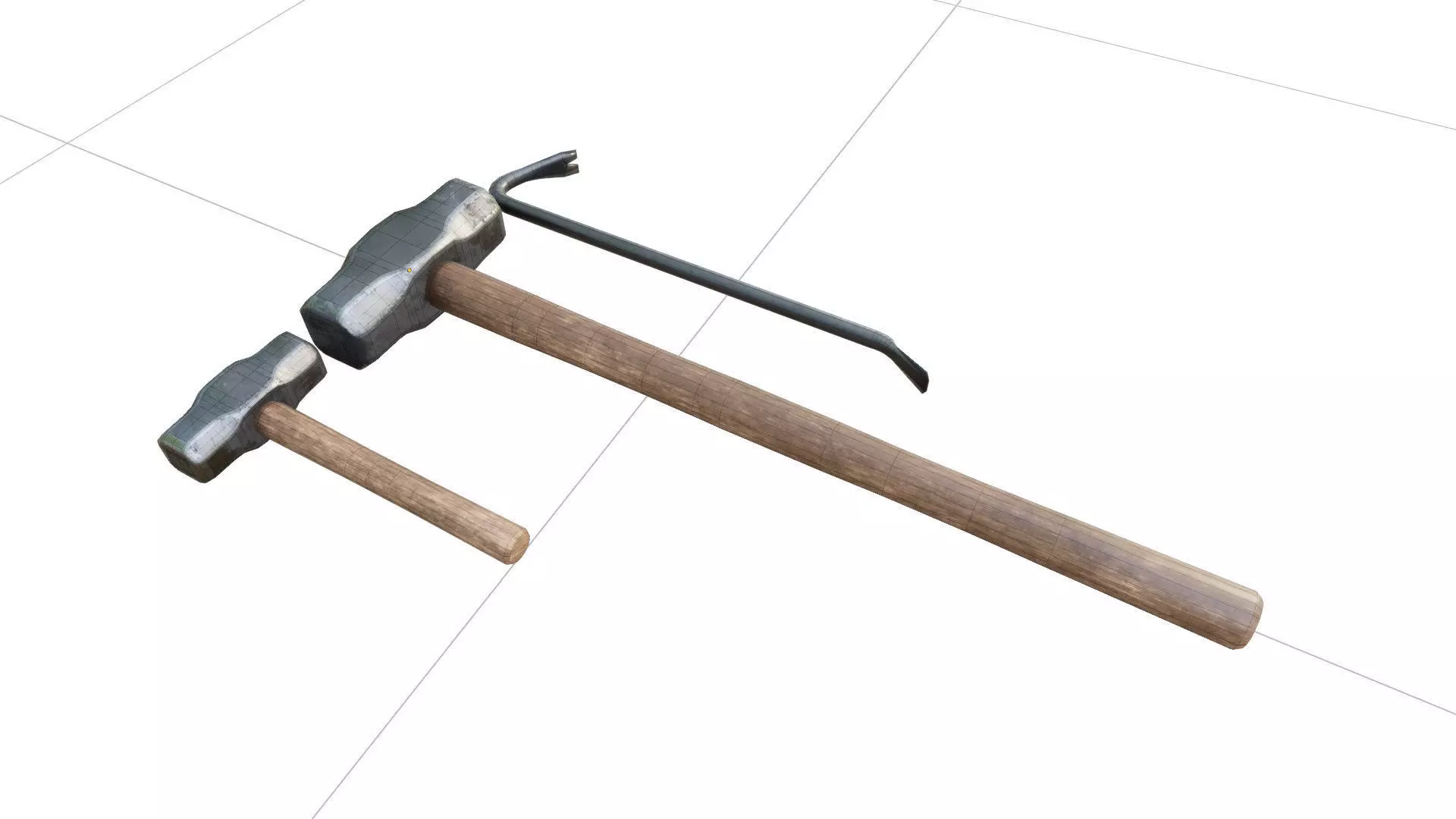Sledgehammer or Pound hammer with Tommy Bar 3d model Low-poly 3D model_1