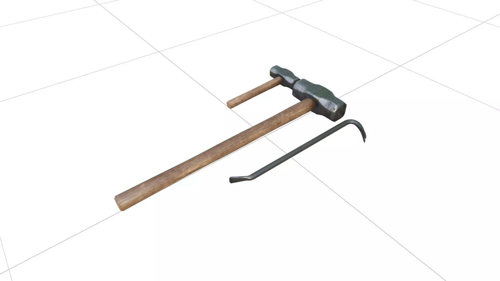 Sledgehammer or Pound hammer with Tommy Bar 3d model Low-poly 3D model_2