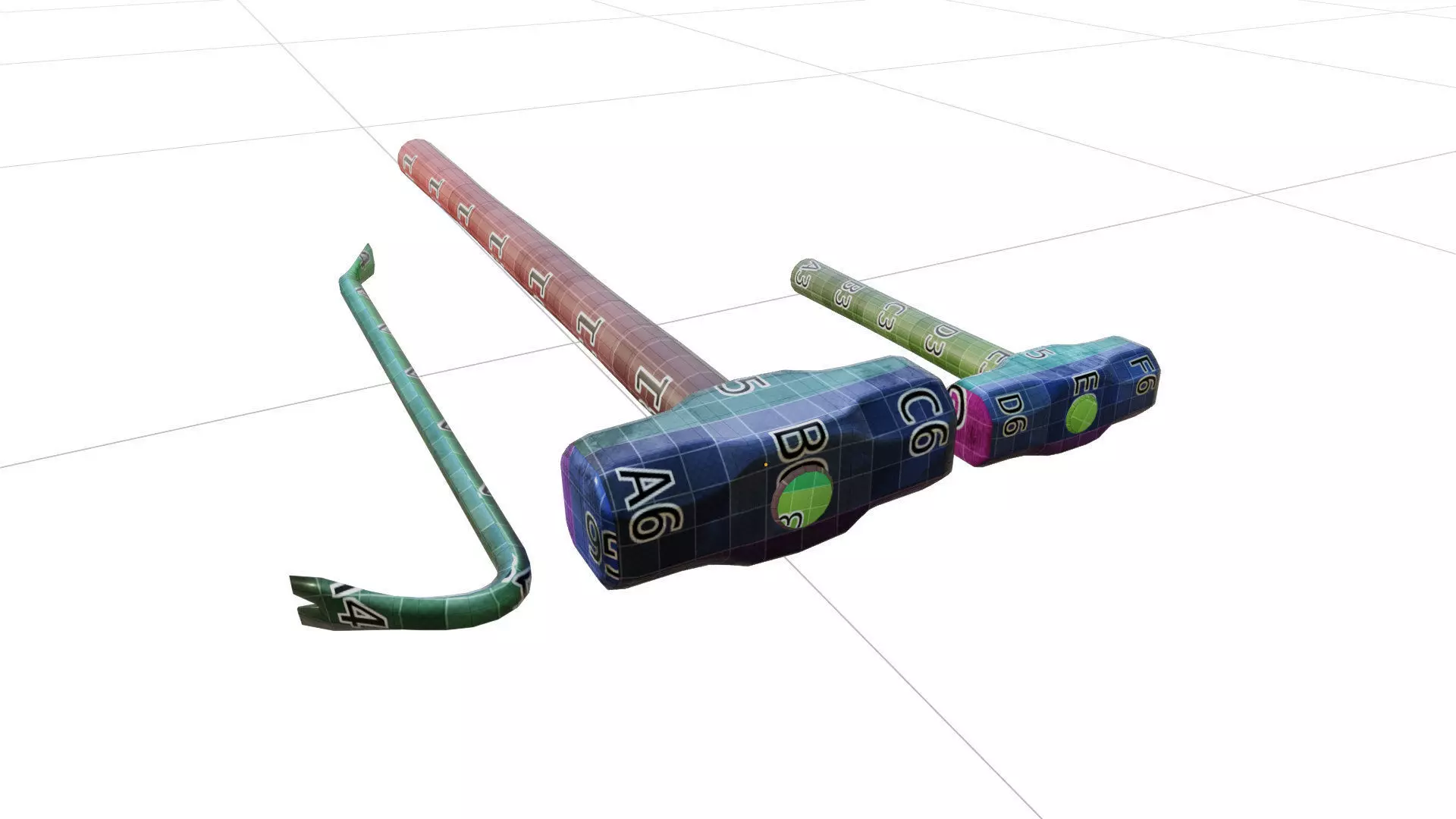 Sledgehammer or Pound hammer with Tommy Bar 3d model Low-poly 3D model_6