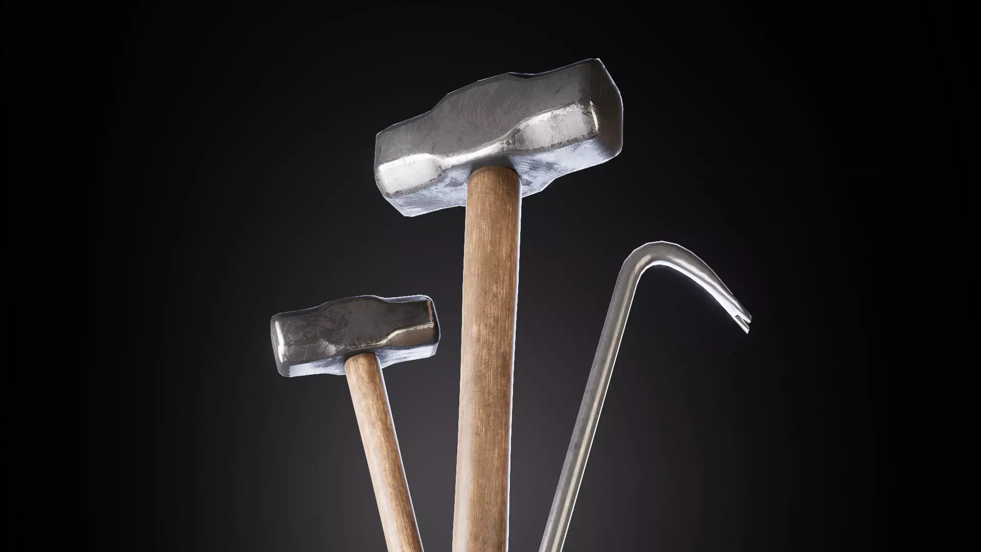 Sledgehammer or Pound hammer with Tommy Bar 3d model Low-poly 3D model_0