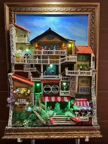 Detailed Multi-Level Dollhouse 3D Model with Figures