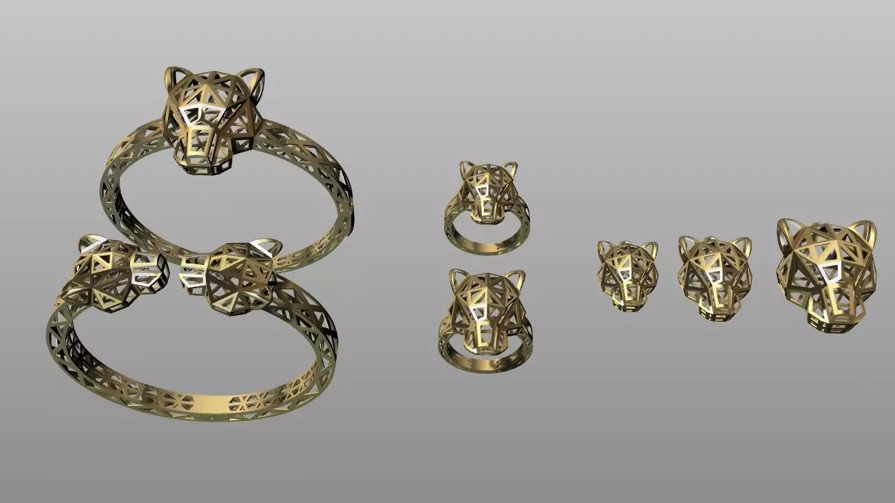 Leopard or Panther head set 3D print model_2