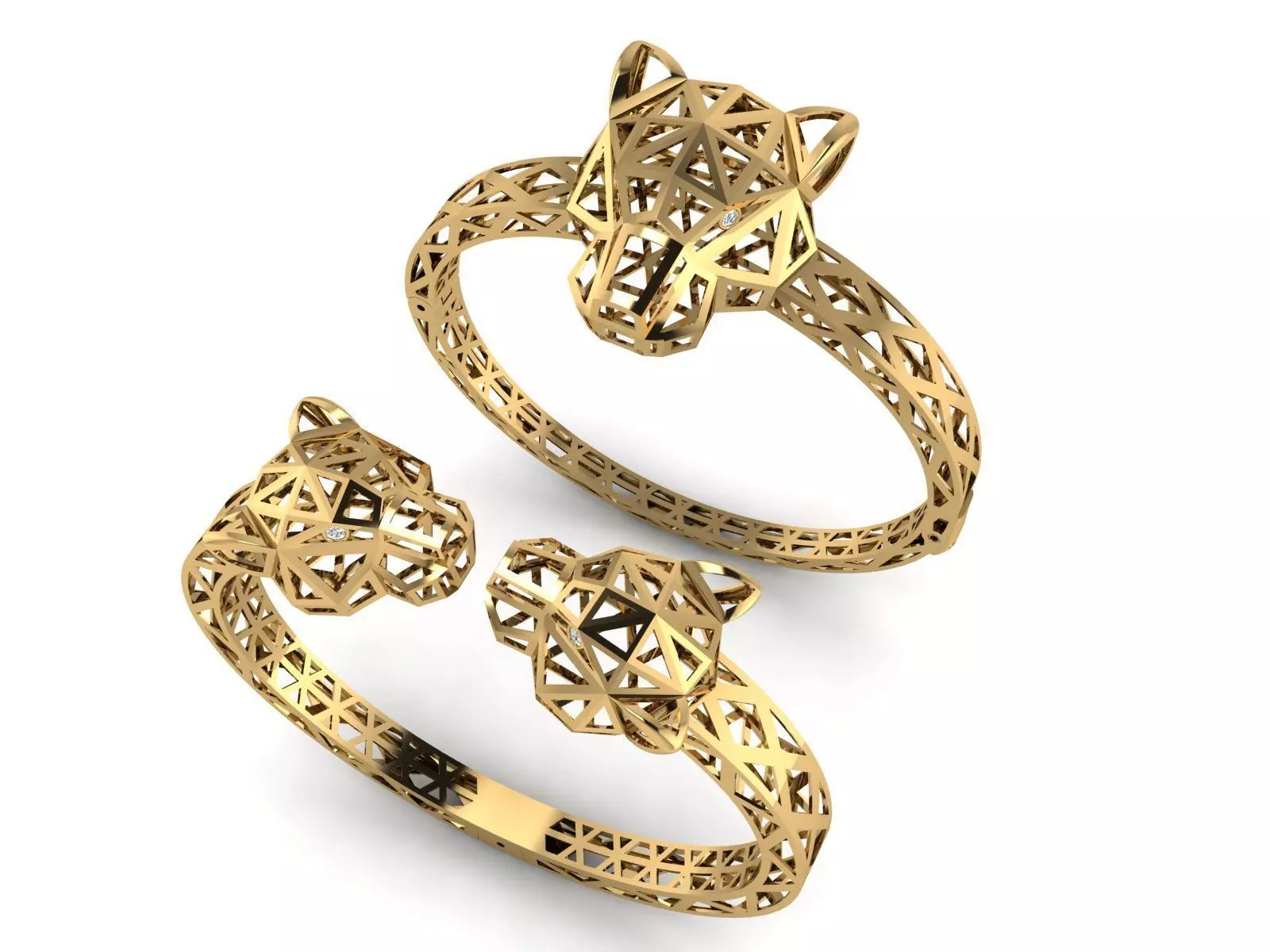 Leopard or Panther head set 3D print model_4