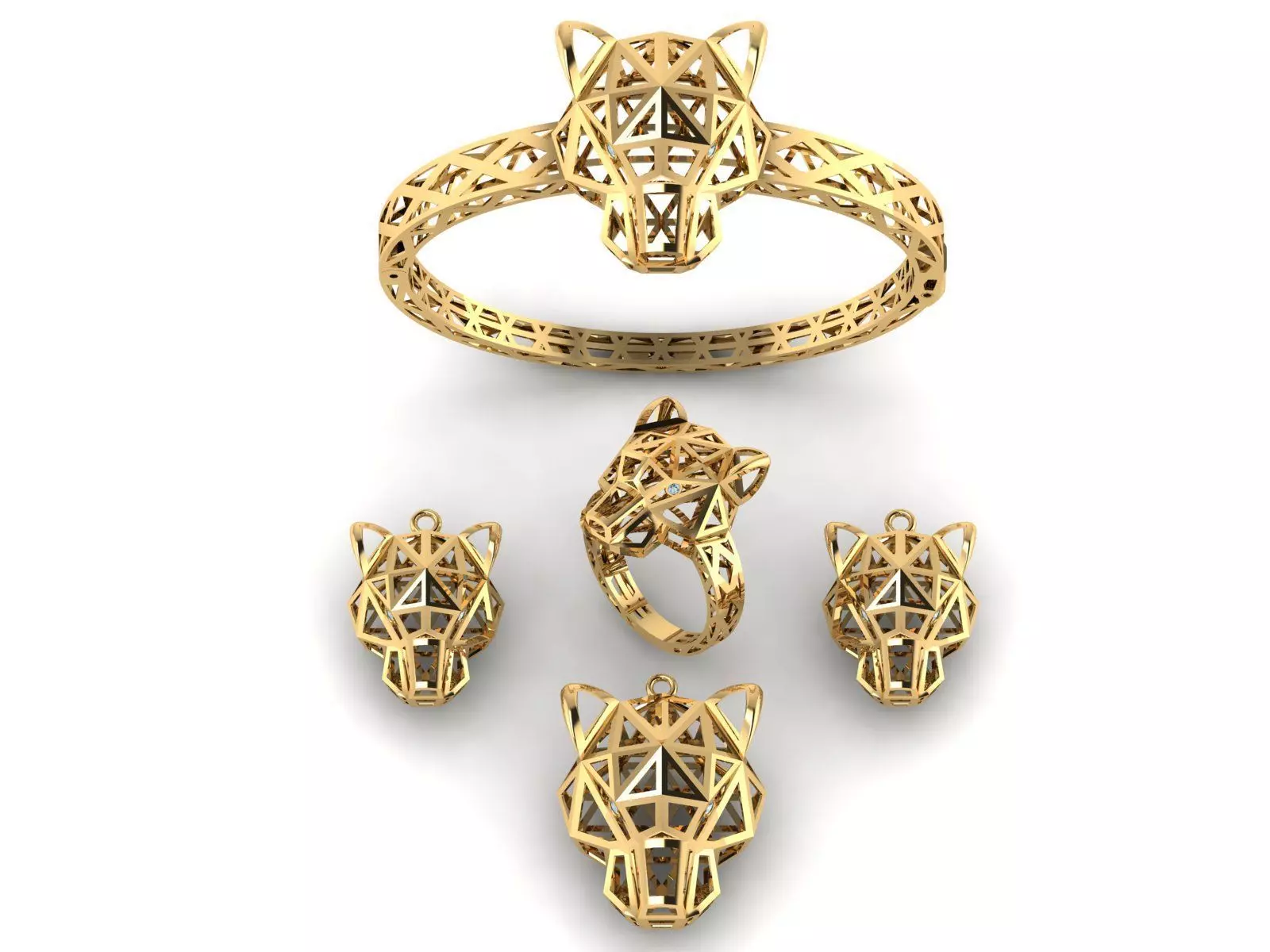 Leopard or Panther head set 3D print model_1