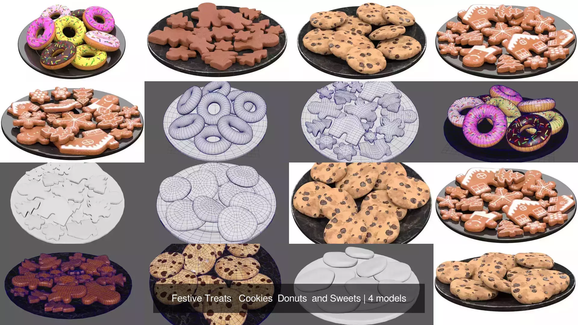 Festive Treats   Cookies  Donuts  and Sweets 3D Model Collection_0