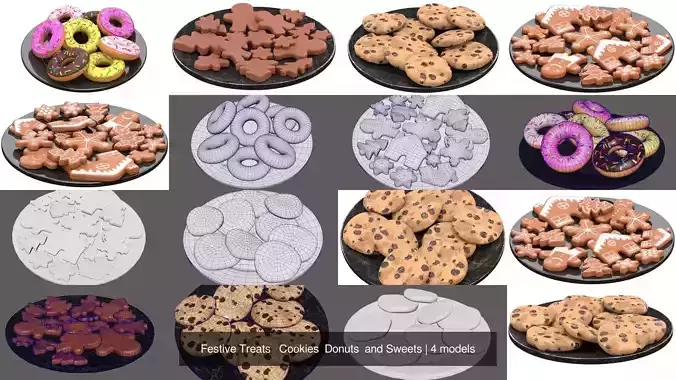 Festive Treats   Cookies  Donuts  and Sweets 3D Model Collection