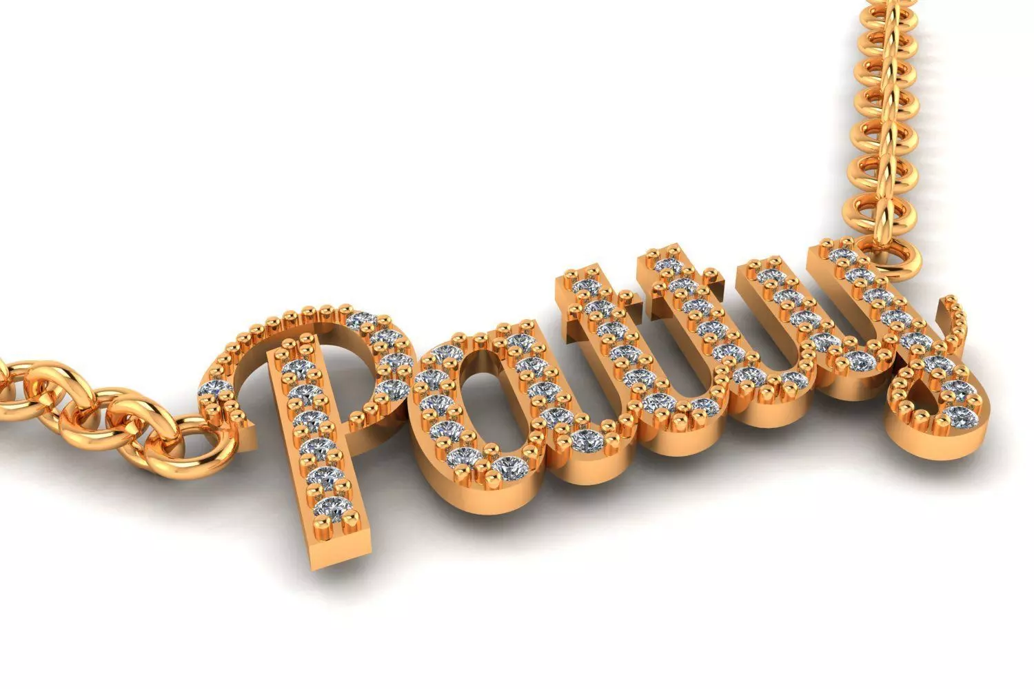 Custom Ruby Pave Name Necklace 2gm-10K 3D print model_3