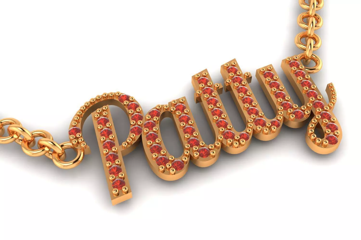 Custom Ruby Pave Name Necklace 2gm-10K 3D print model_0
