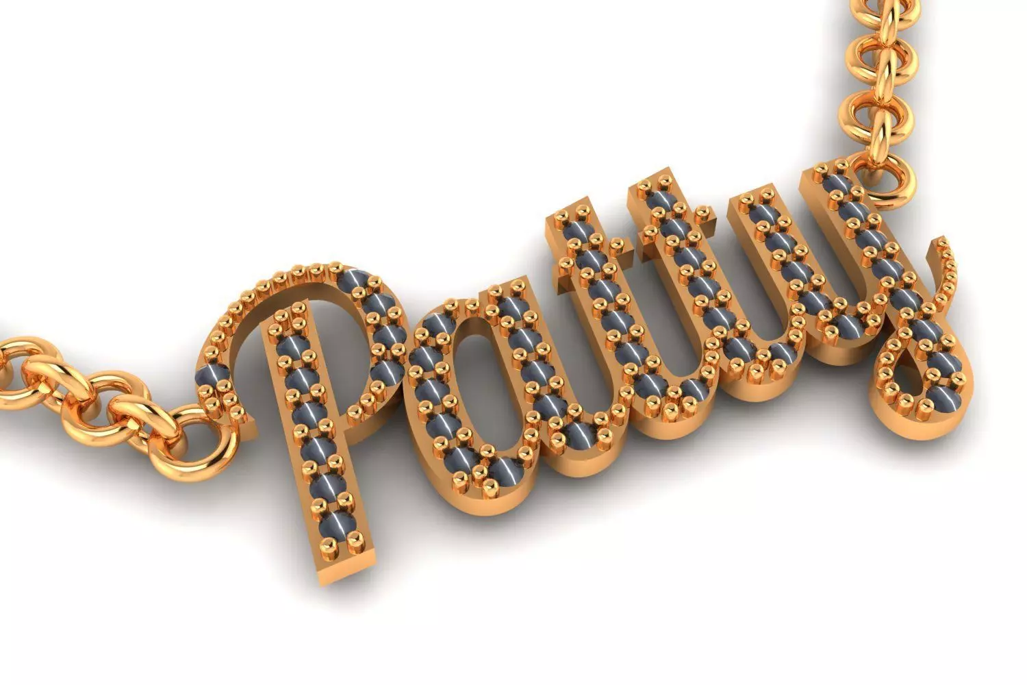 Custom Ruby Pave Name Necklace 2gm-10K 3D print model_2