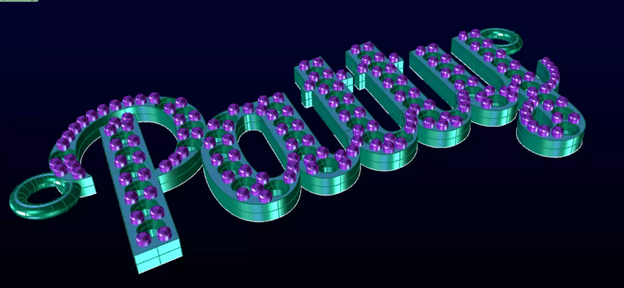 Custom Ruby Pave Name Necklace 2gm-10K 3D print model_6