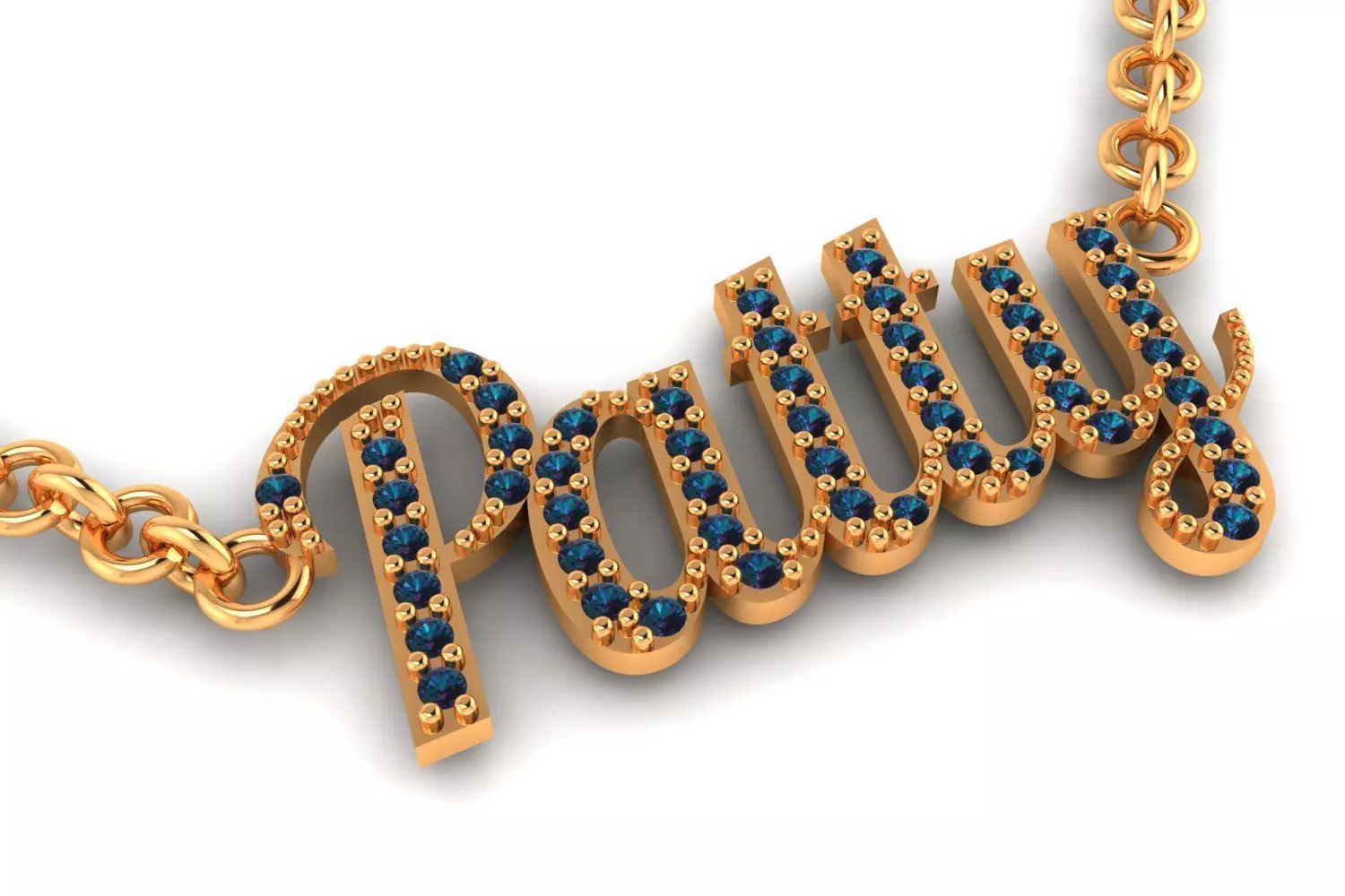 Custom Ruby Pave Name Necklace 2gm-10K 3D print model_4