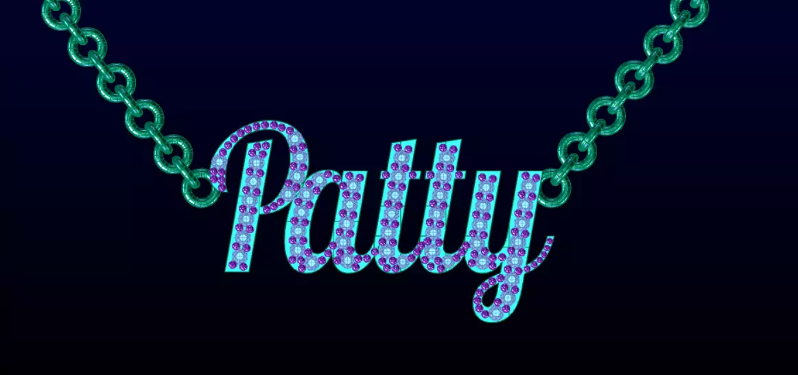 Custom Ruby Pave Name Necklace 2gm-10K 3D print model_5