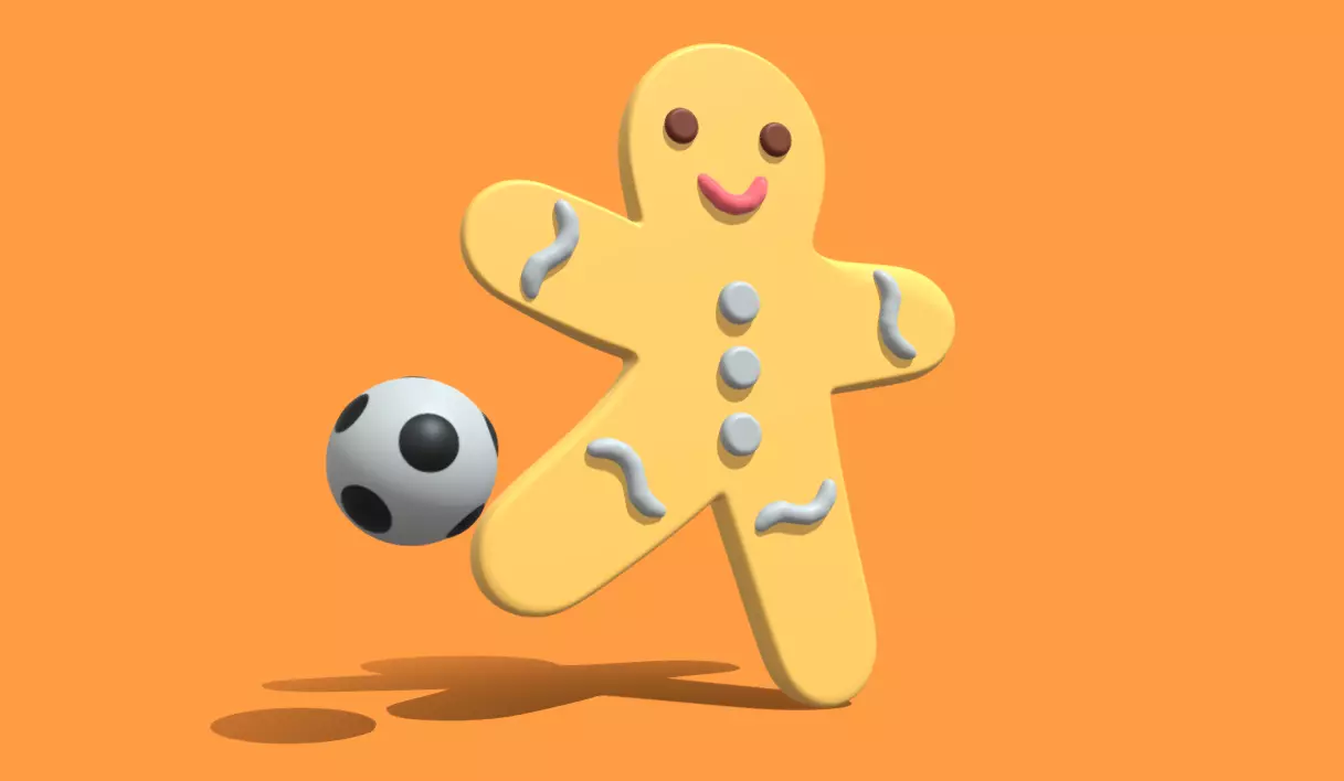 Gingerbread football player 3D model_0