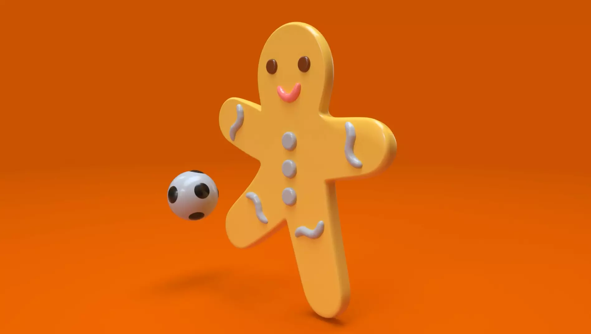 Gingerbread football player 3D model_3