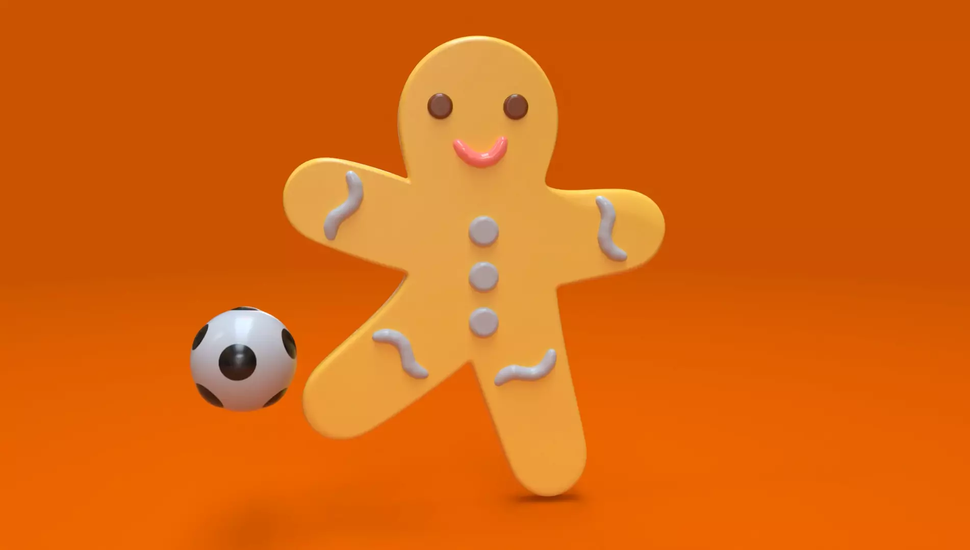 Gingerbread football player 3D model_2