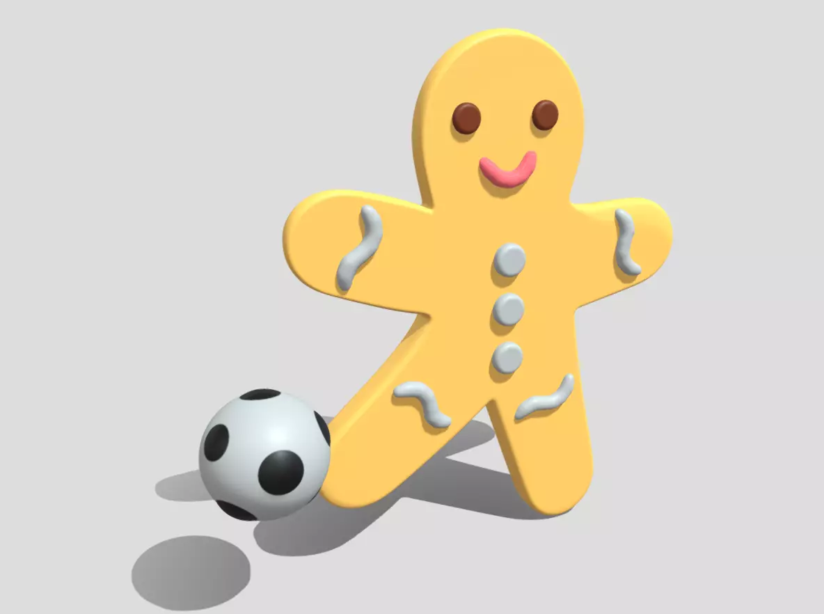 Gingerbread football player 3D model_16