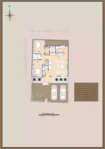 Modern Residential Ground Floor Plan with Parking Free 3D model