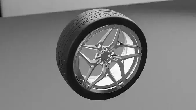 High Quality 3D Car Tire and Rim Model