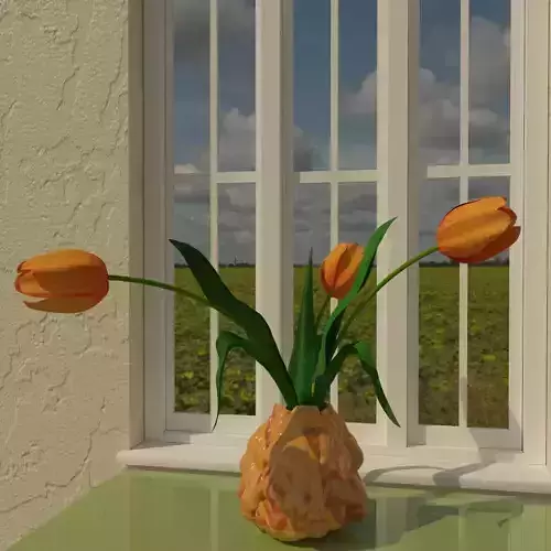 Orange tulips bouquet in a vase