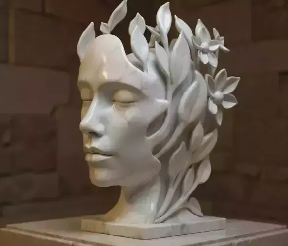 Lady in flowers bust 3D print 