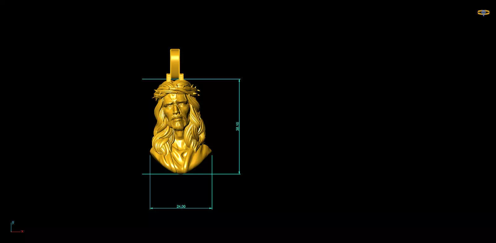 Jesus Christ head pendant 3D print model_2
