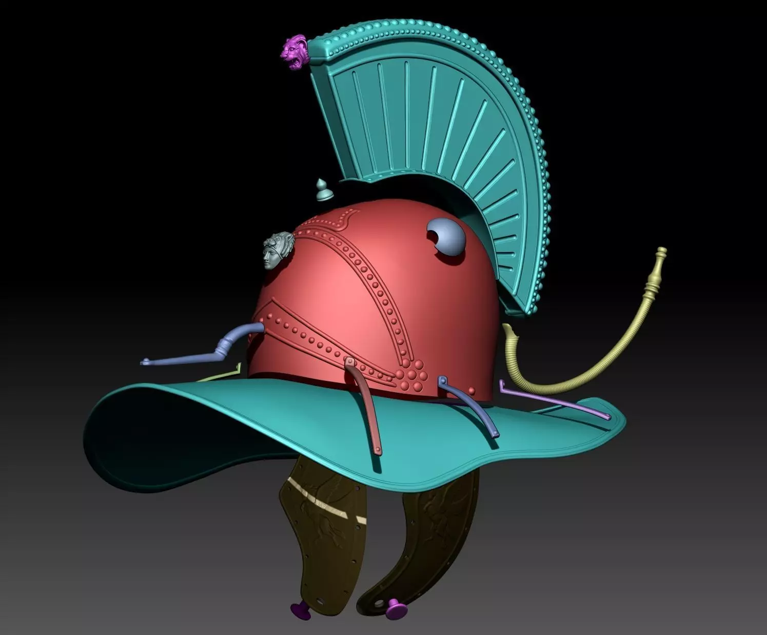 Hoplomachus gladiator helmet 3D print model_13