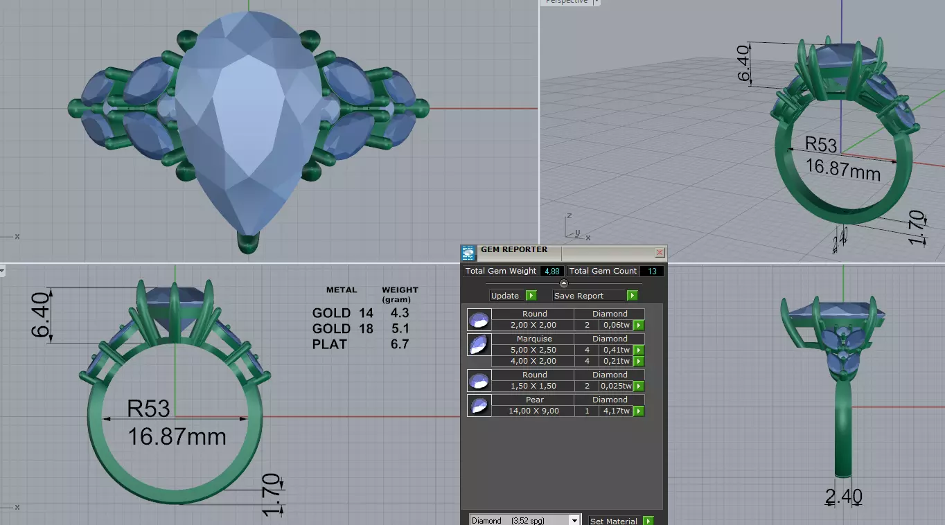 Engagement Ring 3D print model_1