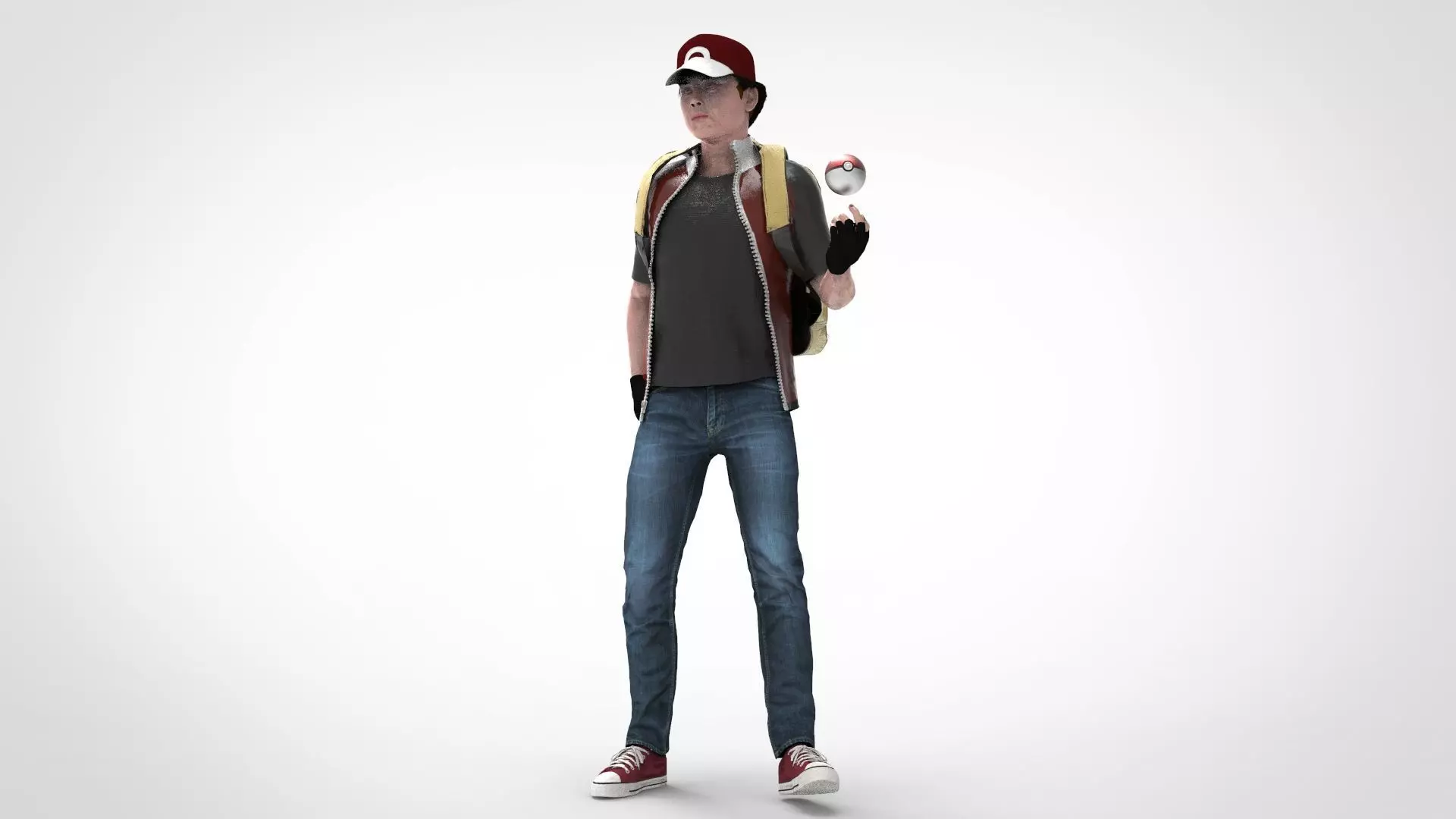 RED Pokemon Trainer  Low-poly 3D model_7