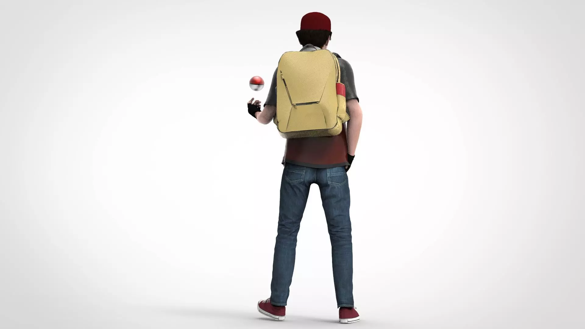 RED Pokemon Trainer  Low-poly 3D model_3