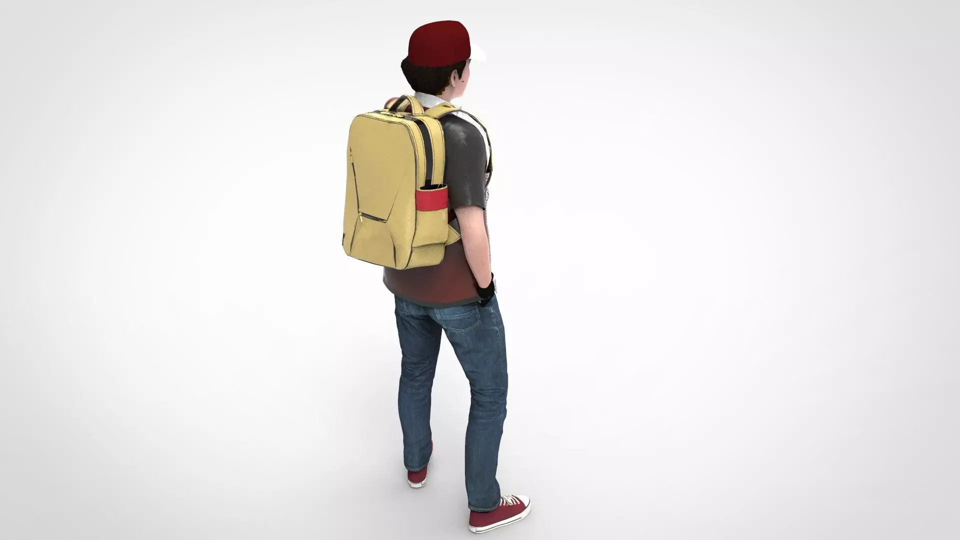 RED Pokemon Trainer  Low-poly 3D model_4