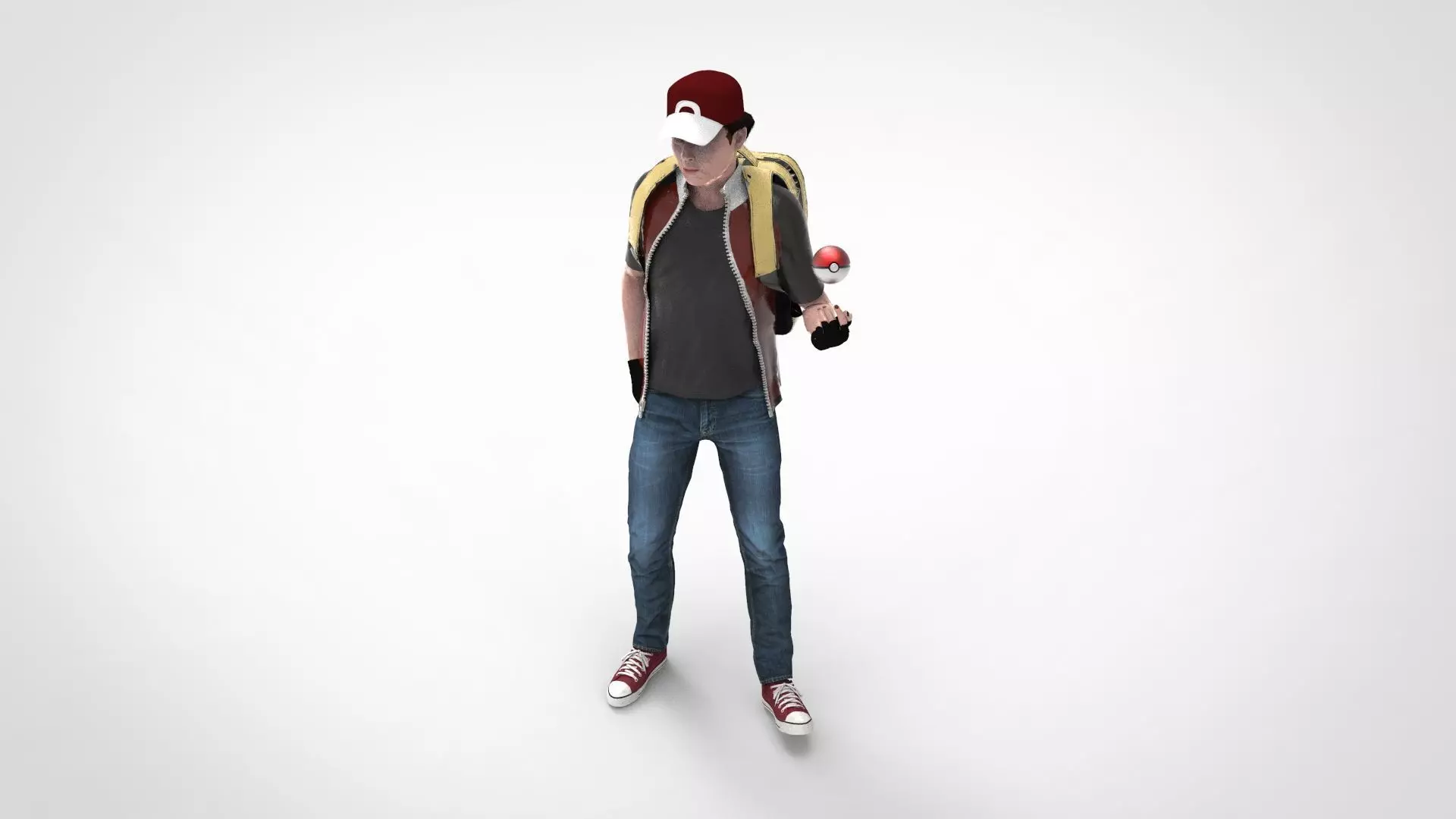 RED Pokemon Trainer  Low-poly 3D model_8