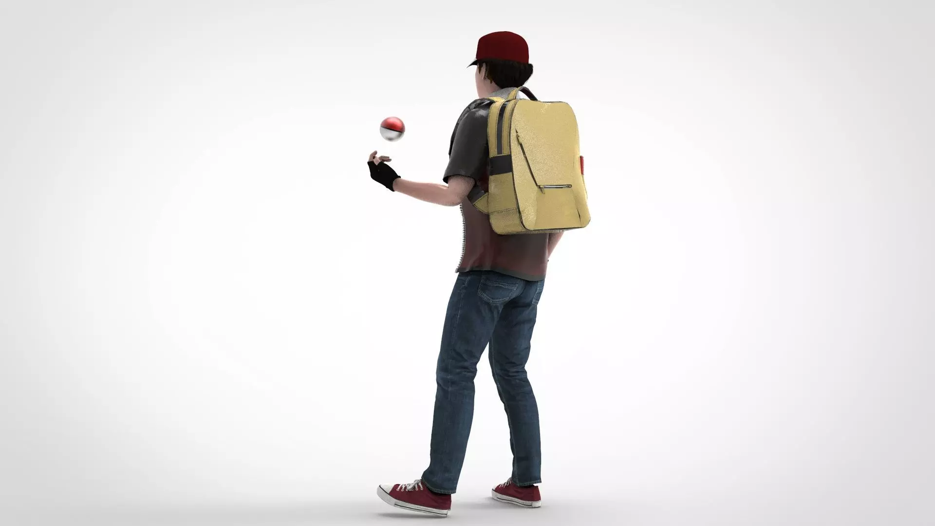 RED Pokemon Trainer  Low-poly 3D model_1