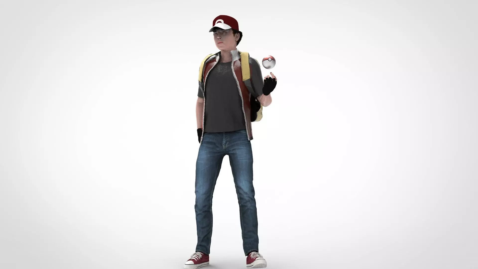 RED Pokemon Trainer  Low-poly 3D model_2