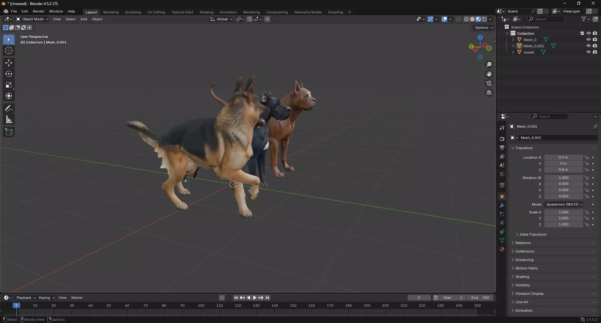 Realistic Dog 3D Model Pack  German Shepherd Pitbull Great Dane Low-poly 3D model_2