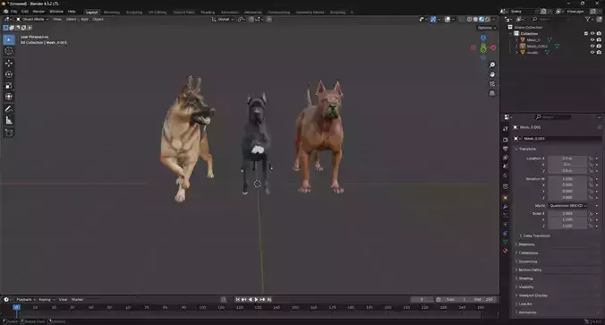 Realistic Dog 3D Model Pack  German Shepherd Pitbull Great Dane