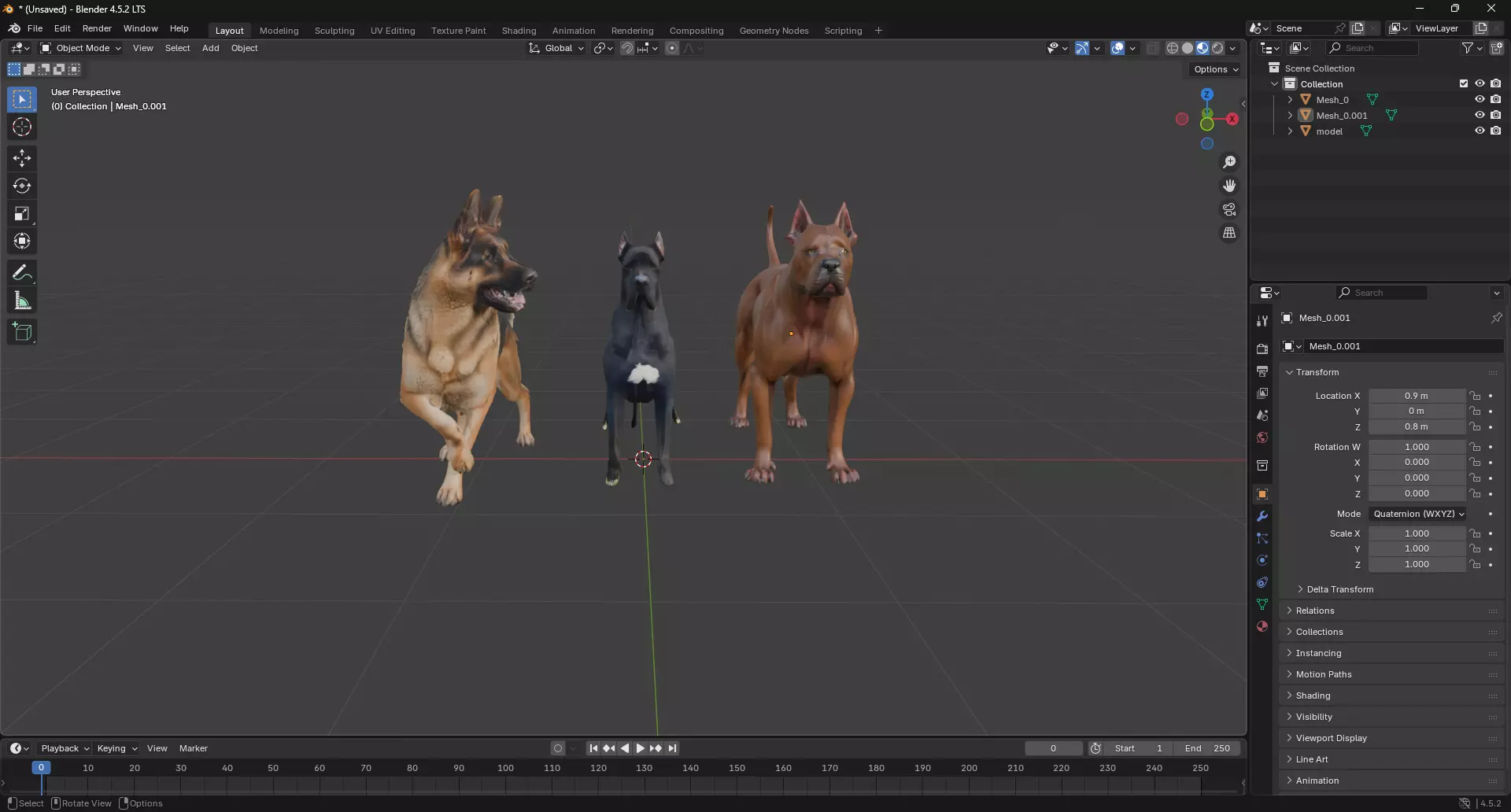 Realistic Dog 3D Model Pack  German Shepherd Pitbull Great Dane Low-poly 3D model_0